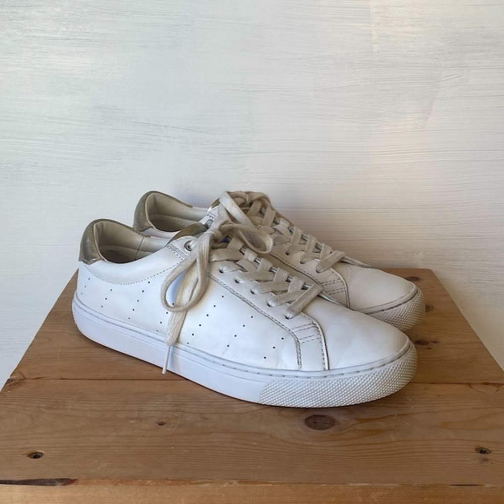 *SOLD* J.Crew Saturday Leather Sneakers with Gold Detail Size: 8.5
